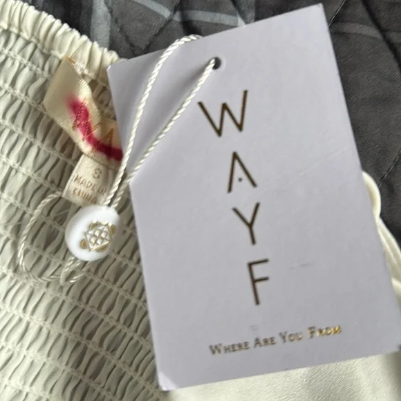 Wayf Delaney Asymmetrical Ivory Rouched Top, Spaghetti Strap Dress NWT Sz S Saks - Picture 11 of 13